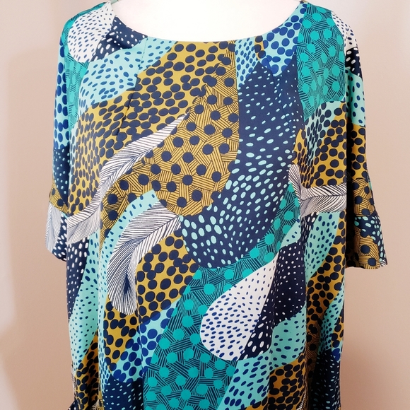 ⚡FREE WITH purchase ⚡ABSTRACT PRINT POCKETED SHIFT MID LENGTH DRESS - Picture 2 of 13